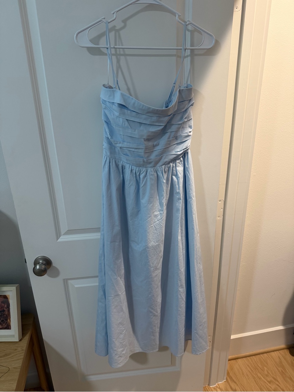Wayf Light Blue Midi Sammie Dress with Spaghetti Straps